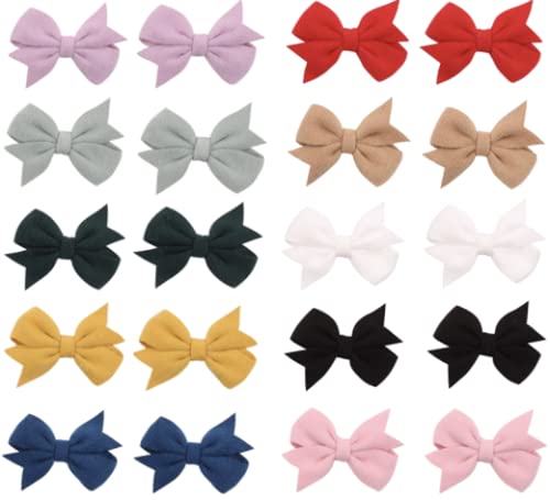 J&J Boutiques 20 Pcs Hair Bow of 10 Colors - 2.6 inches Hair Bow Baby Girl One Size Fits Upto 5 Yrs