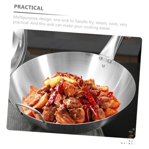 Wok de acero inoxidable con mango de madera miniatura 3