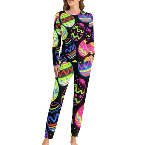 Image of Womens Pajamas Sets 2 Piece Long Sleeve Lounge Set Loose Pants Pj Sets Loungewear with Pockets