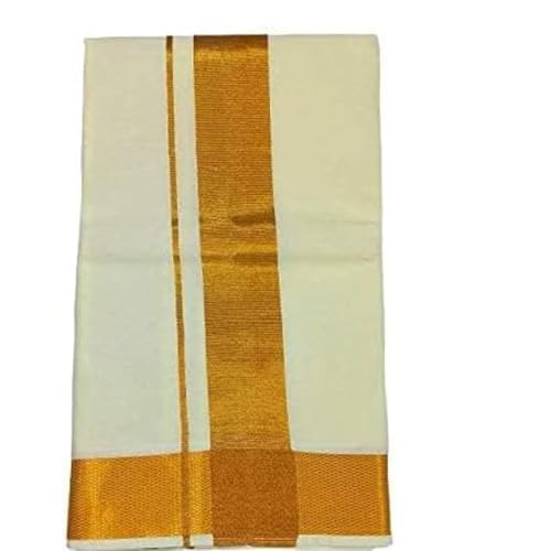Shemass™ Men's Cotton Dhoti with 100k Kasavu Zari Border3