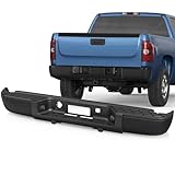 KUIPERAUTO Black Steel Rear Step Bumper Assembly Compatible for 2007-2013 Chevy Silverado 1500 / Sierra 1500 Pickup Complete Back Bumpers Assembly Replacement for GM1103146 (W/O Park Sensor Holes)