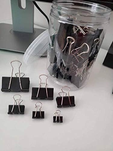 120 Piece Binder Clips Assorted Sizes (Black)