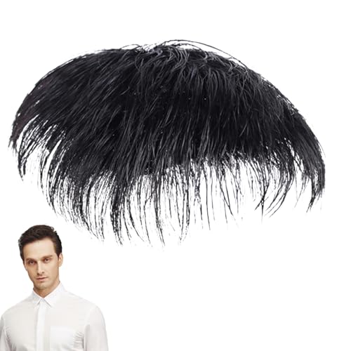 Toupet da uomo, 14 x 14 cm, capelli umani veri, con clip, extension corte nere naturali, calvizie maschile, uso quotidiano