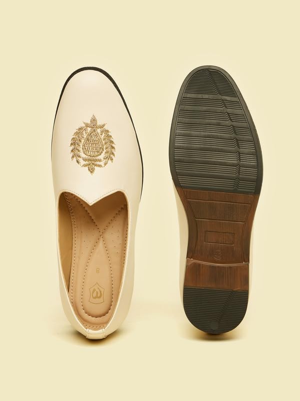 Image of Manyavar Men's Self Embroidered Loafers Style Shoes| Ethnic Juttis and Mojaris