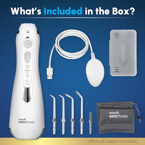 Image of Waterpik Cordless Advanced 2.0 Water Flosser For Teeth, Gums, Braces, Dental Care With Travel Bag and 4 Tips, ADA Accepted, Rechargeable, Portable, and Waterproof, White WP-580, Packaging May Vary