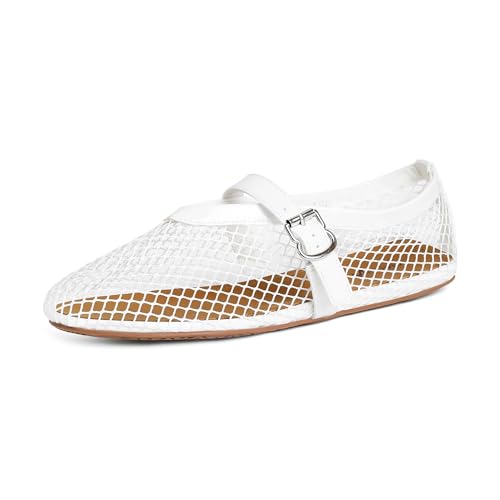 Image of vivianly Mesh Ballet Flats Shoes for Women Flats Comfortable Dressy Round Toe Mesh Flats Fishnet Mary Jane Flats for Events Party Leisure