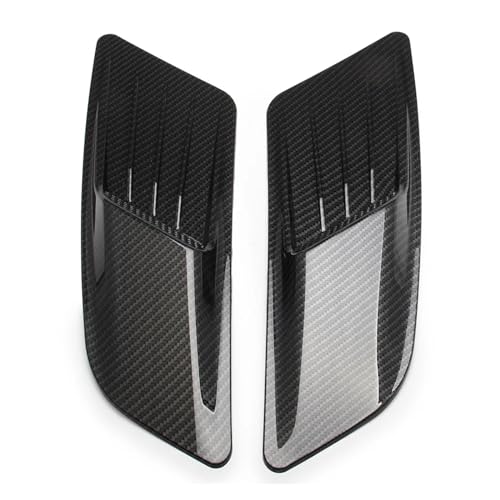 2個入り 車用ボンネットエアフローインテークスクープ 光沢ブラック/カーボンファイバー ボンネットベントカバートリム フォードとマスタング 2015-2017用(Carbon look)