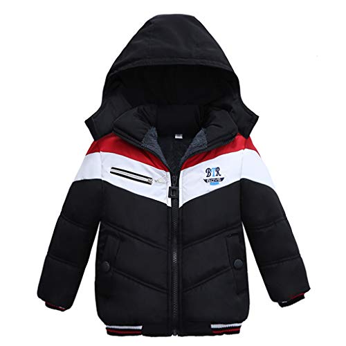 Toddler Kids Baby Boys Fleece Lined Down Jacket Removable Hooded Coat Warm Thicken Windproof Outerwear for 1~4T