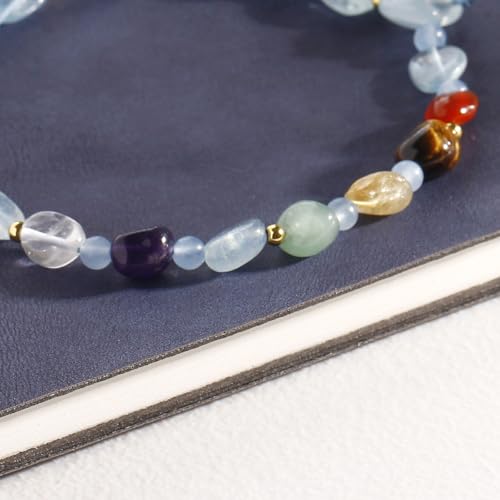 Image of 7 Chakra Crystals and Stones Anklet Irregular Tumbled Gems Beaded Ankle Bracelets for Women Spiritual Energy Meditation Yoga Healing Jewelry Mom's Gifts