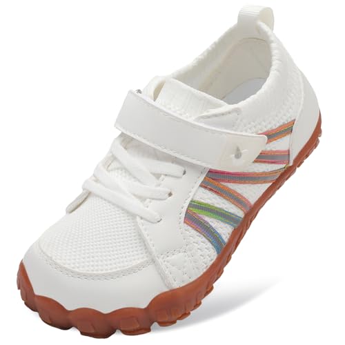 LeIsfIt Kids Girls Boys Shoes Wide Barefoot Shoes Lightweight Anti-Slip Hiking Sneakers for Walking Climbing Sports Training White 13 Little Kid
