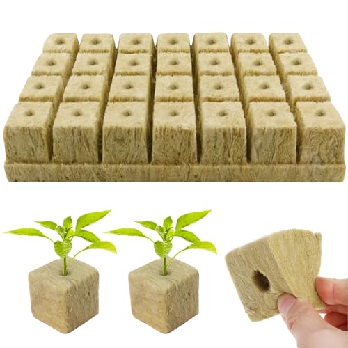 Acxilexy 28 Piezas Cubos De Lana De Roca, Cubos De Cultivo Hidropónicos, Sin Suelo Cubos de Lana de Roca, Cultivo Hidropónicos de Lana de Roca para Esquejes, Trasplante, Clonación 4 * 4 * 4cm