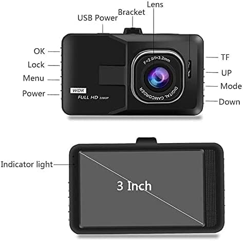 Dash Cam Auto 2K+1080P A 3 Canali, 170° Grandangolo, Visione Notturna, Parcheggio 24h - Con Telecamera Posteriore Impermeabile
