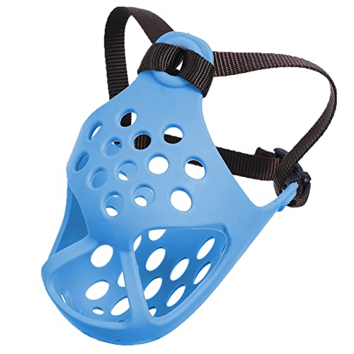 JYHY Short Snout Dog Muzzles,Soft Silicone Adjustable Breathable Bulldog Muzzle for Biting Chewing Barking Training,Ideal for Flat-Faced Dogs (Medium/13-15"(Pack of 1), Blue) by JYHY - Used condition - Image 2