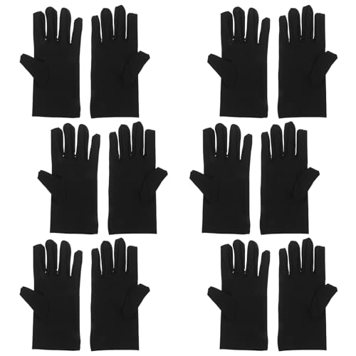 Guantes de algodón negro SEWACC transpirables de trabajo y limpieza, 6 pares unisex