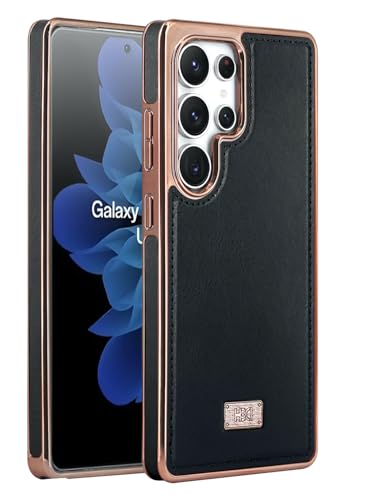 Image of BOUNCEBACK Faux Leather Electroplated Back Case /Cover for Samsung Galaxy S25 Ultra - Black