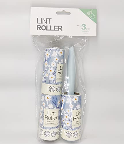 Image of House of Quirk Lint Rollers Brush Reusable Sticky Picker Cleaner Roller Easy-Tear Sheets Pet Hair Lint Roller 10cm Sheet Set of 3 Rolls 180 Sheets, 60 Sheets Each roll - Blue Daisy