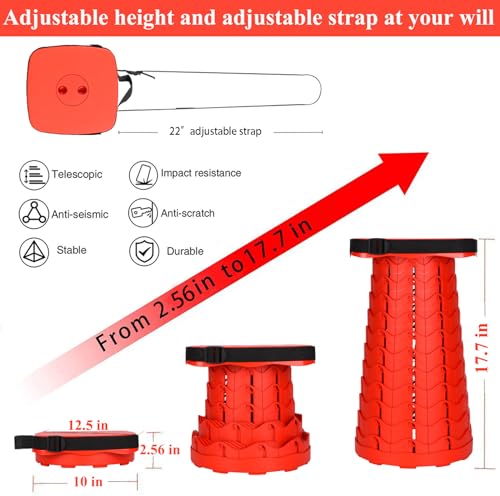 Image of Fishboy Upgraded Collapsible Stool, 400lbs Max Weight, Lightweight But Sturdy, Portable Retractable Folding Telescoping Foldable Camping Stool for Adults Outdoor Fishing Hiking BBQ