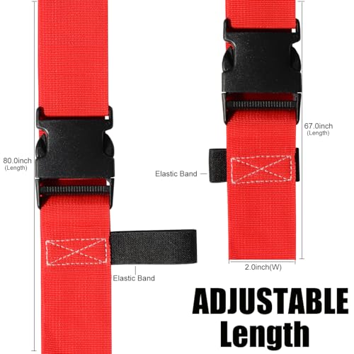 Image of Luggage Straps for Suitcases TSA Approved-2 Pack Bright Personalized Luggage Belt Strap for Suitcase /Carry On Bag Luggage Accessories for Travel (Red)