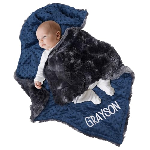 Image of Personalized Baby Blanket Customized Baby Blanket with Name, Custom Embroidered Blanket for Boys & Girls, Soft Minky dot Keepsake Newborn Swaddle, Personalized Baby Gifts for Baby Showers (Baby)
