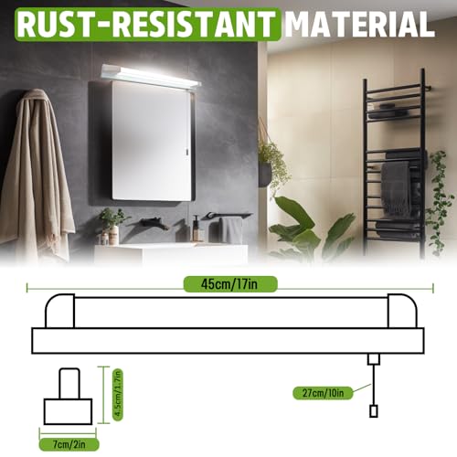 Luxvista LED Bathroom Mirror Light with Pull Cord Switch 7W, IP44 Waterproof Bathroom Wall Light with Pull Cord, Wall Light Over Mirror Lamp for Shaving and Makeup, Cool White 6000K - Cosy Home Interiors Luxvista LED Bathroom Mirror Light with Pull Cord Switch 7W, IP44 Waterproof Bathroom Wall Light with Pull Cord, Wall Light Over Mirror Lamp for Shaving and Makeup, Cool White 6000K - Image 6