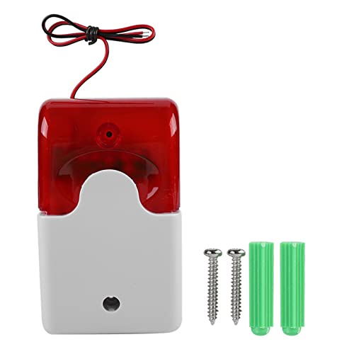 Wired Flashing Light Strobe Siren DC 12V,Red Light Sound Flash Buzzer Siren Home Security Alarm System,Wired Strobe Siren Sound Alarm Strobe Red Light