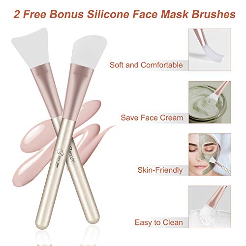 BESTOPE Makeup Brushes Premium Synthetic Professional Makeup Brush set with 2PCs Silicone Face Mask Brush 1 Makeup Sponge and 1 Brush Cleaner Foundation Brushes Blending Shadows Brushes (Champagne gold)
