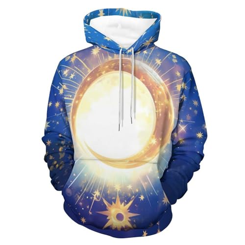 Sweat à capuche lune et étoiles contre le froid printanier, pull manches longues homme femme S