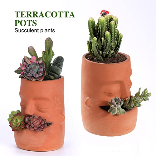 Maveite Terra Cotta Face Succulent Pots Planter Clay Pot Pretty Tribe Face Planter Holder Flower Pot Crafts Breathing Terracotta Pot Diy Decorative Beautiful Home Garden Housewarming Gift #TOP4