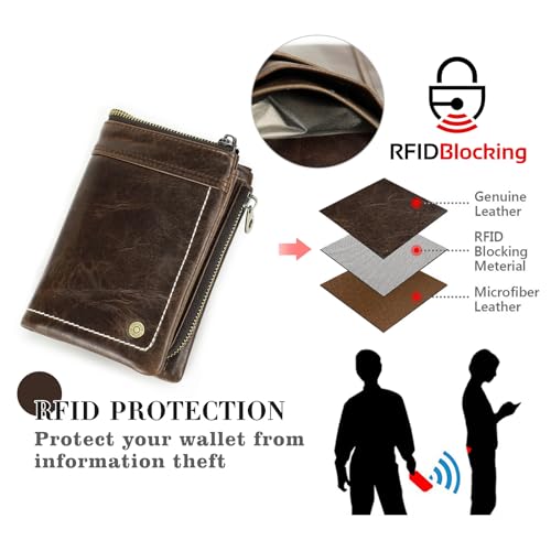 Image of Sam's Design Trifold Wallet for Men, Top Layer Genuine Leather RFID Anti-Theft, Card Fraud Prevention for Men's Wallet with Airtag Tracker Card and Cash Holder for Outdoors, Professionals