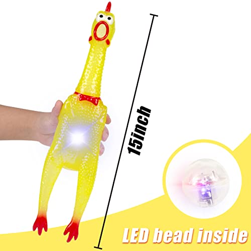 Poplay 15 Inch Flashing Screaming Chicken, Large Rubber Chicken Dog Toy Led Shining Squeaky Chicken For Chew Toy Stress Relief Practical Jokes #TOP1