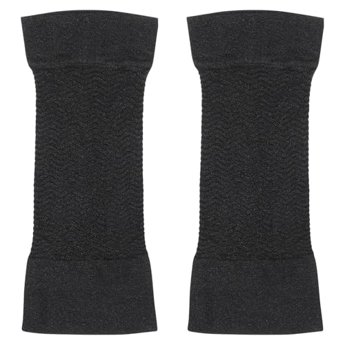 TOPBATHY Manchon de Bras Noir en Fibres Acryliques Effet Massant et Amélioration Circulation, pour Fitness et Gym, 1 Paire pour Adultes