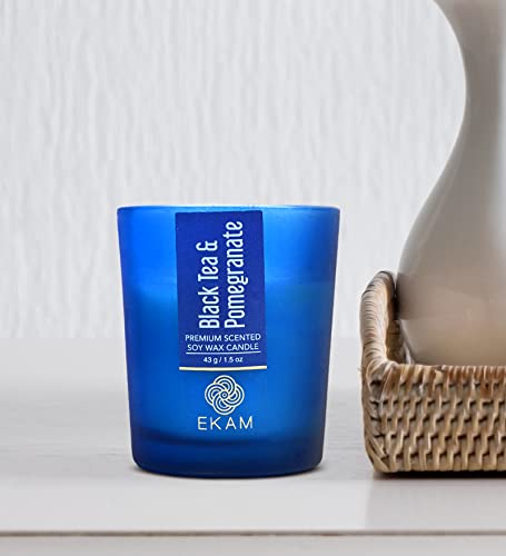 Image of EKAM Black Tea & Pomegranate Votive Soy Wax Scented Candle, 40 Grams, 10 Hours Burn Time| Long Lasting Premium Candles | Ideal for Home Decor | Gifting & Aromatherapy (Pack of 9)