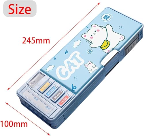 Image of Compass Box Multifunctional Cute School Pencil Box for Girls, Cat Compas for Boys, Magnetic Pencil Box, Aesthetic Stationary Items for Kids, Best Gifts (Cat Compass)