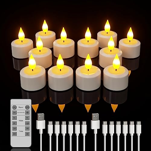 6 Stück LED Stabkerzen Mit Timer - Wiederaufladbare Kerzen Mit Flammeneffekt