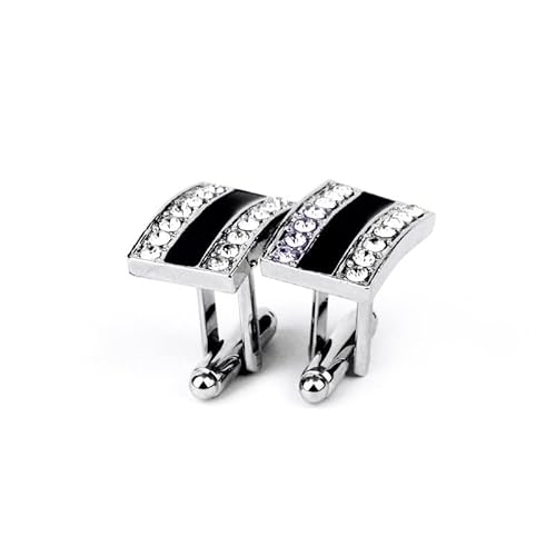 Sdfgh Rhinestone Cufflinks Fashion Black Enamel Jewelry Classic Men's Shirt Business Cuff Link Button (Color : A, Size #TOP2
