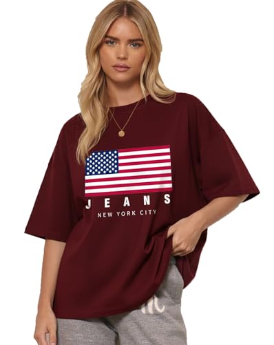 Image of AUSK Oversized Front Printed Loose Fit T-Shirt for Women || Tshirt for Girls