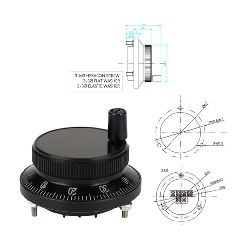 Encodeur d'impulsions à volant 60 mm noir avec résolution micrométrique - 3