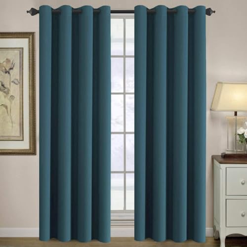 Image of H.VERSAILTEX Blackout Curtain for Living Room Thermal Insulated Window Treatment Curtain Extra Long 84 inch Length Energy Saving Solid Grommet Top Blackout Drape, One Panel, Dark Teal, 52 inch W x 84 inch L