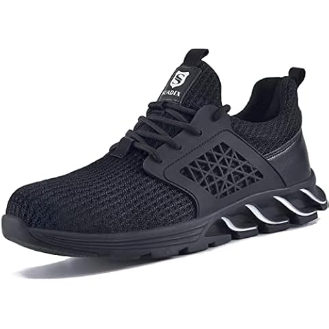 SUADEX Arbeitsschuhe Herren Damen Leicht Sportlich Sicherheitsschuhe rutschfest Atmungsaktiv mit Stahlkappe, F18Schwarz 44 Cover