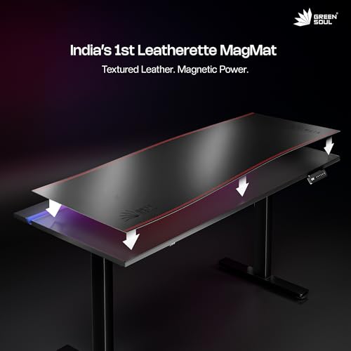 Image of Green Soul Titan X Gaming Height Adjustable Table | Magnetic Wire Routing | MagMat | 20mm Thick Metal Top | Dual Precision Motor | Anti Collision | 100 KGs Load Capacity | 3 Year Warranty