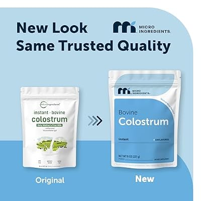 Micro Ingredients Bovine Colostrum Powder, 8 oz | Grass-Fed, Freeze-Dried | Natural IgG & IgA | Supports Immune & Gut Health | Non-GMO, Gluten-Free, Unflavored