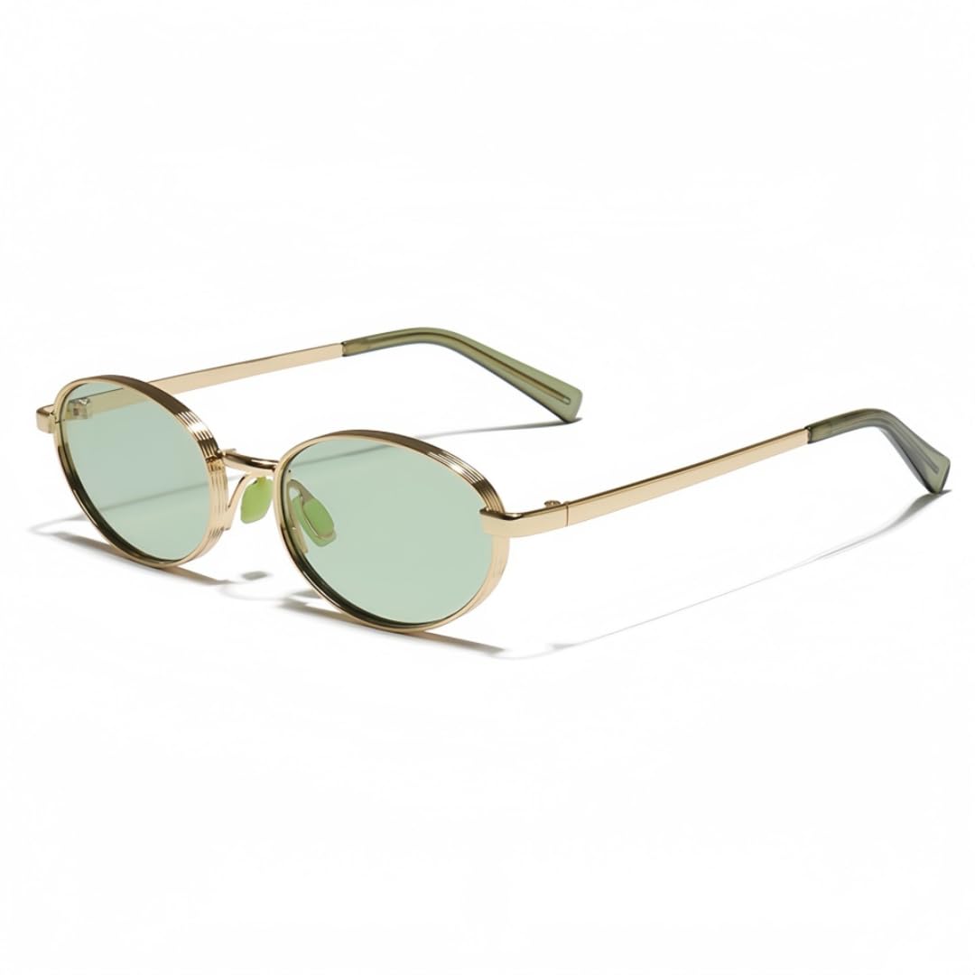 Gafas de sol ovaladas con montura metálica, modernas y con protección UV para exteriores (UV400).