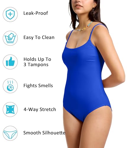 Image of Beautikini Period Swimwear One Piece Leakproof Swimsuit Menstrual Tummy Control Bathing Suit for Teens Girls and Women
