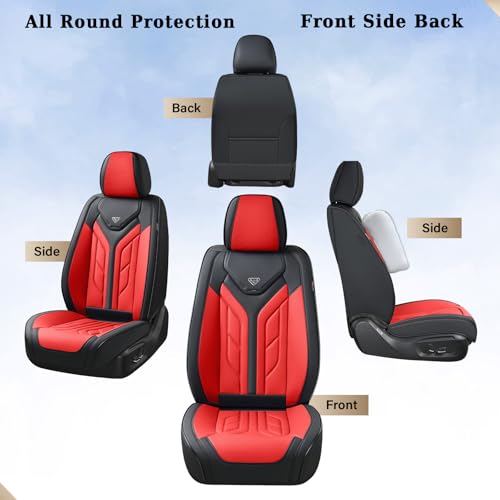 Image of Coverado Seat Covers, Car Seat Covers Front Seats, Leather Seat Covers for Cars, Automotive Seat Covers Car Seat Protector Car Seat Cushion Universal Fit for Most Sedans SUV Pick-up Truck(Black&Red)