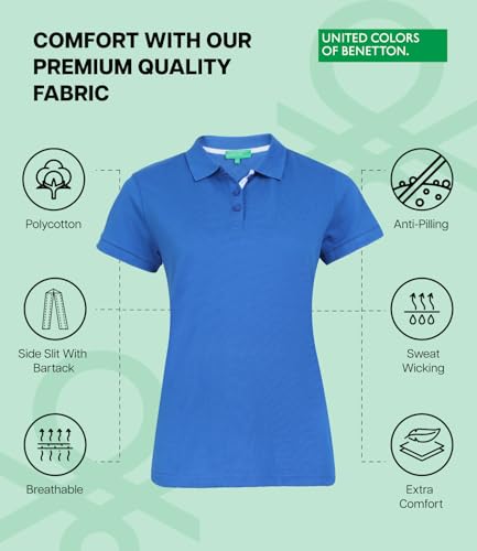 Image of United Colors of Benetton Shirt for Women | Womens Stylish Tees | Plain Stylish Regular Fit Polo T-Shirt | Collar Tshirt | T-Shirt | Women's Tshirt