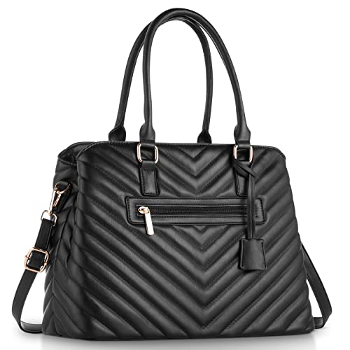 YAMTION Handtaschen Damen,Handtaschen Fruaen Stilvoll Schultertasche Henkeltaschen Umhängetasche Groß mit Abnehmbarer Gurt für Arbeit Stadt Reise Schule,Elegant PU Leder,Schwarz Cover