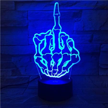Sealinnayi Middle Finger 3D LED Optical Illusion Table Lamp Sleep Light Acrylic Night Remote Control 16 Colors Dimmable Bedroom Decoration Easter Xmas Birthday Gift for Kids Boy & Girl Gifts