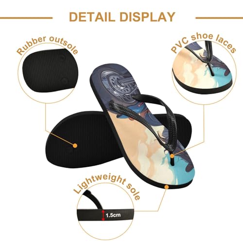 STAYTOP Cowgirl Riding A Motorcycle Flip Flops Sandals of Men's & Women's,Sandals Beach Slippers Shower Slides2