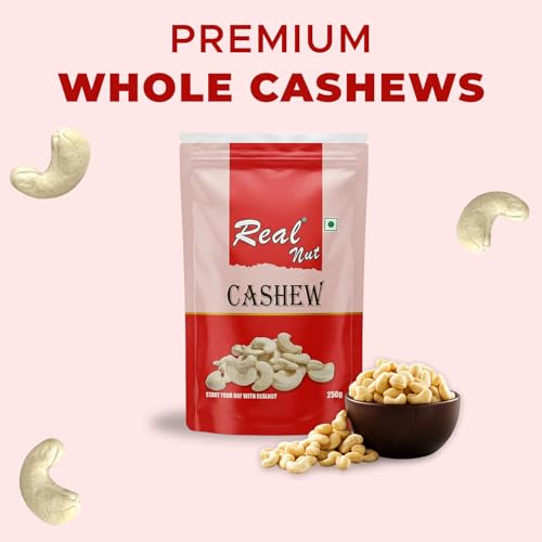 Image of RealNut Premium Raw Cashew Nuts W240 - 250g | Whole Plain Kaju | Jumbo Grade Cashews | Natural & Unroasted Dry Fruits | Healthy Snack for Cooking, Sweets & Daily Nutrition