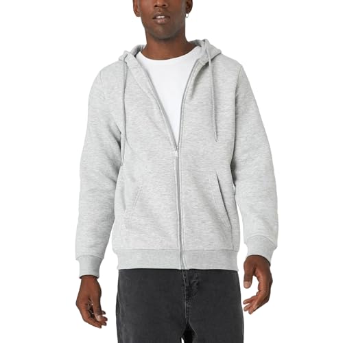 Men's Full Zip Hooded Sweatshirt Heavyweight Sherpa Lining Big And Tall Unisex Plain Zipper Hoodies M to 3XL